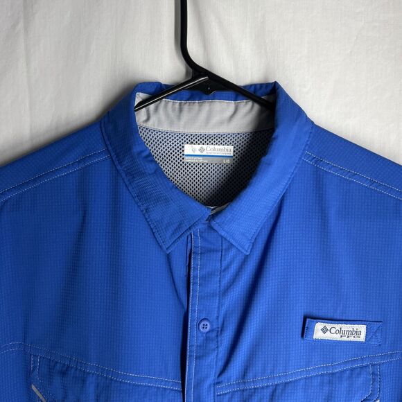 Columbia PFG Shirt Performance Fishing Gear Short Sleeve Blue Vented L - Picture 2 of 10